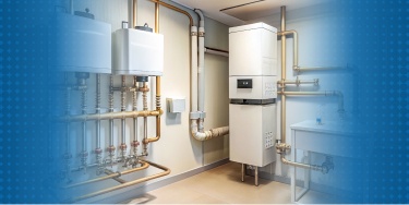 Image of a modern boiler system in a residential setting