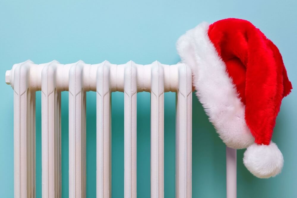 santa hat on HVAC unit