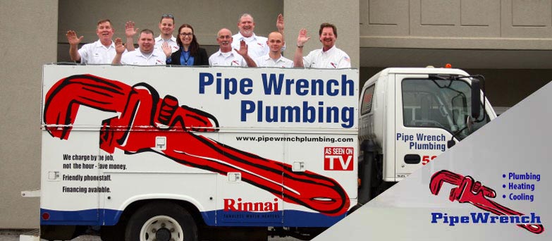 pipe wrench team on truck